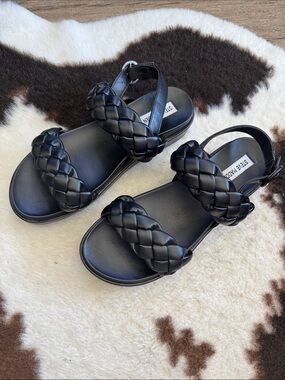 Steve Madden Black Braided Strap Sandals with Back Strap